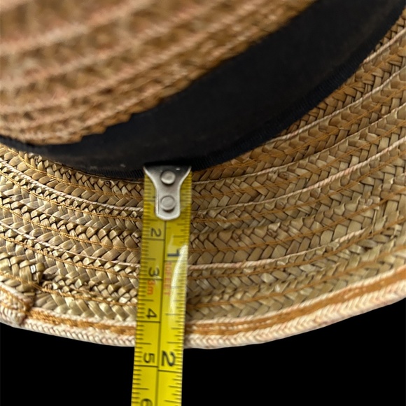 Eric Javitz Straw Packable Sun Hat Woven with Black Bow Band - Picture 10 of 10